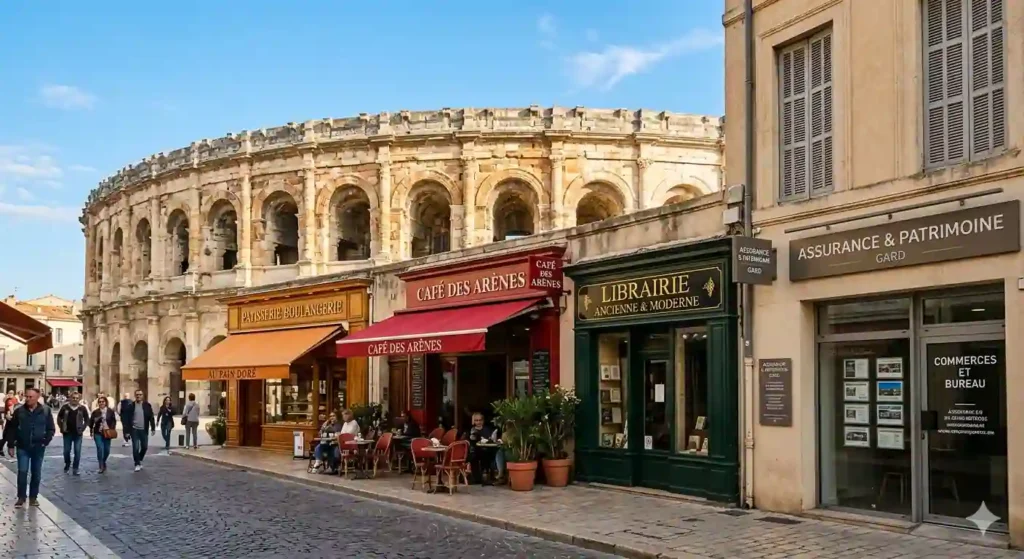Expert en assurance commerce et bureau à Nîmes, Gard (30), face aux Arènes