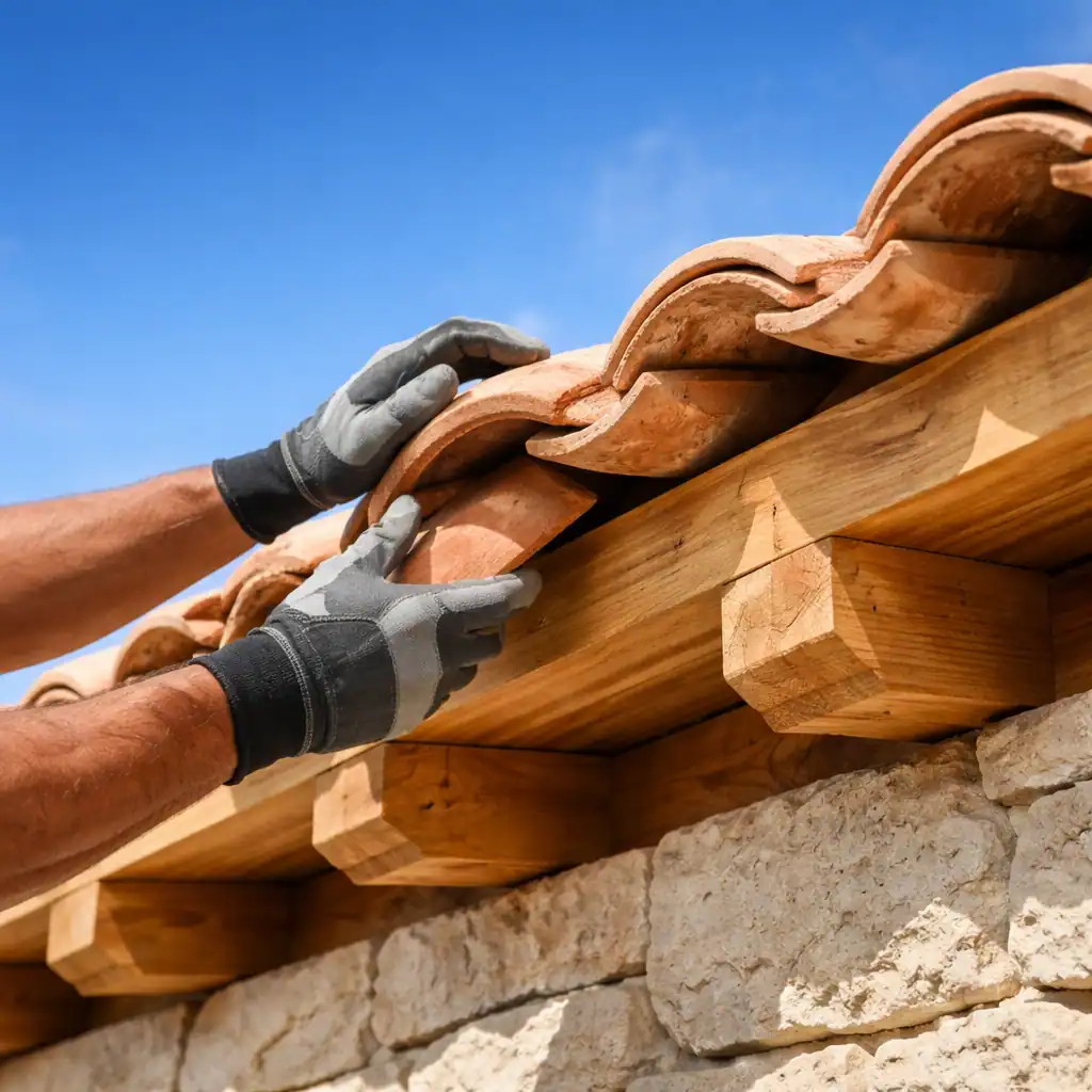 Pose de tuiles canal sur une villa à Tarascon, artisan couvert par la garantie décennale Spinetta.