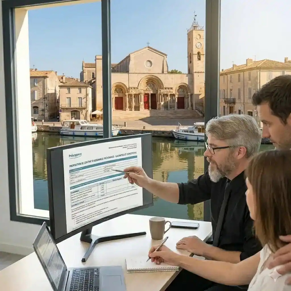 un couple compare les garanties prévoyance Saint-Gilles avec un courtier