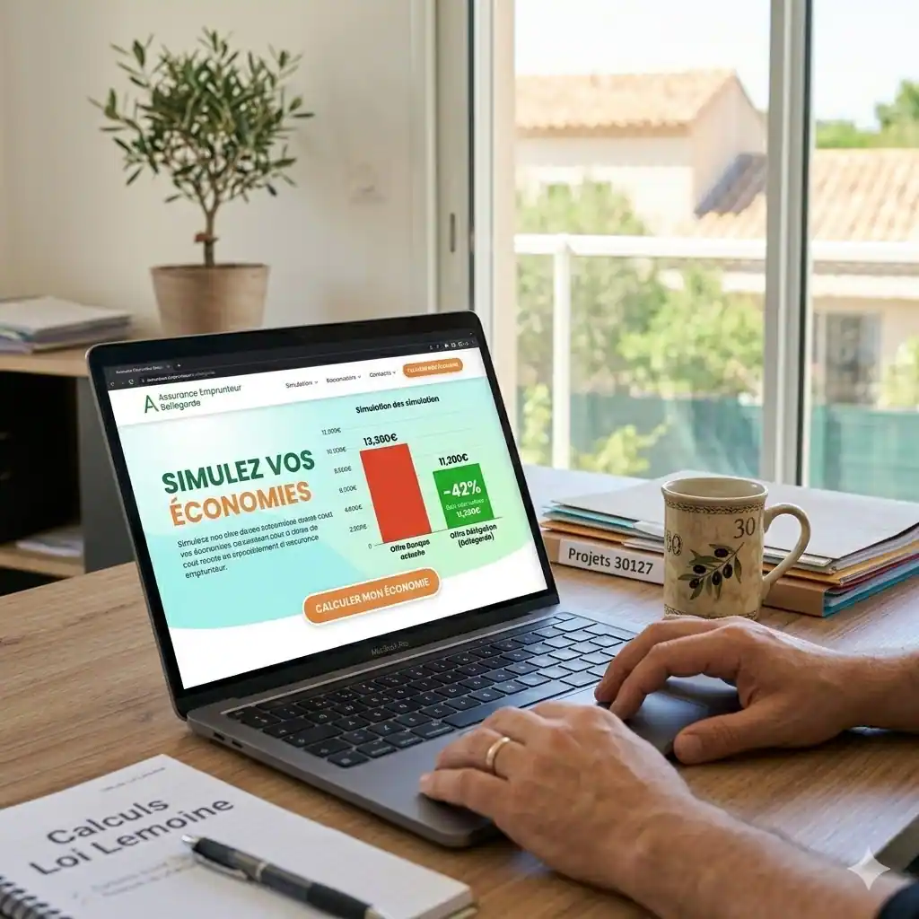 Simulation en ligne d'économie sur l'assurance emprunteur à Bellegarde affichant un gain de 42% grâce à la loi Lemoine.